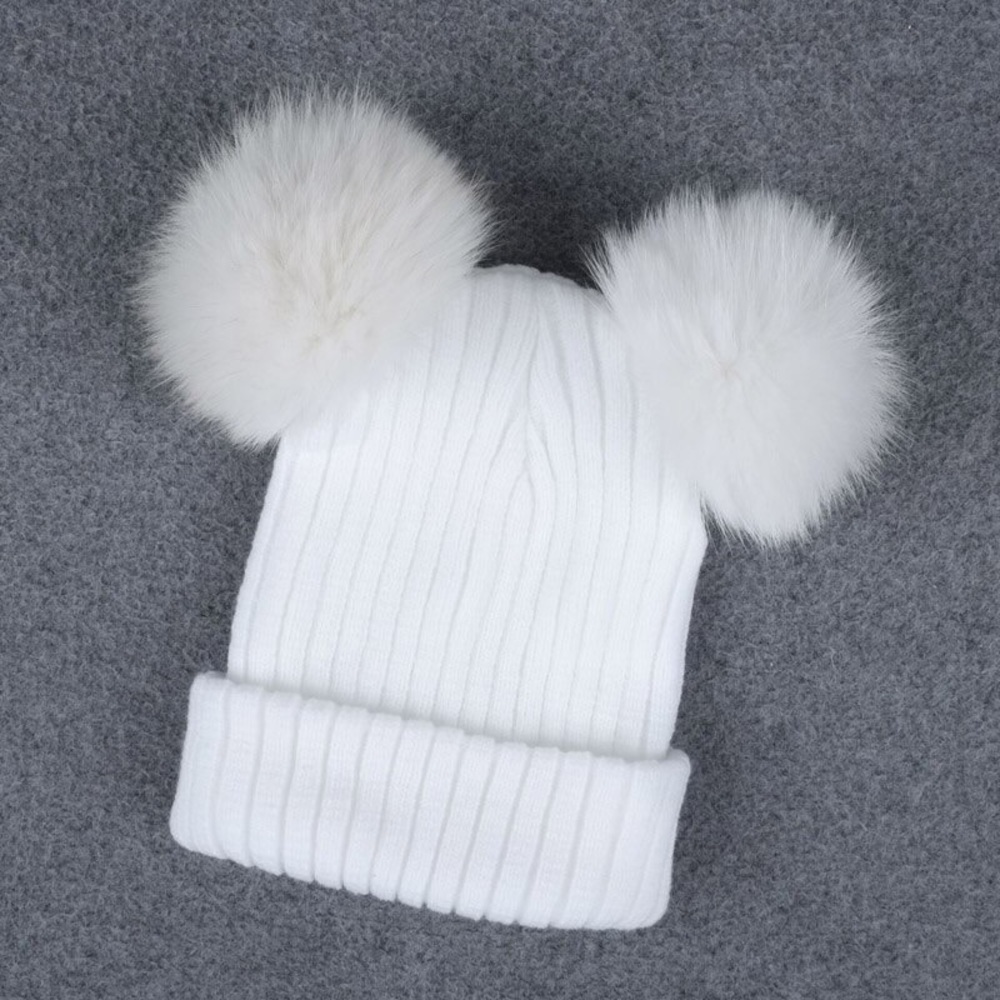 π₯ Beanies Cap Winter With 2 Fur Ball - Picture 2 of 5